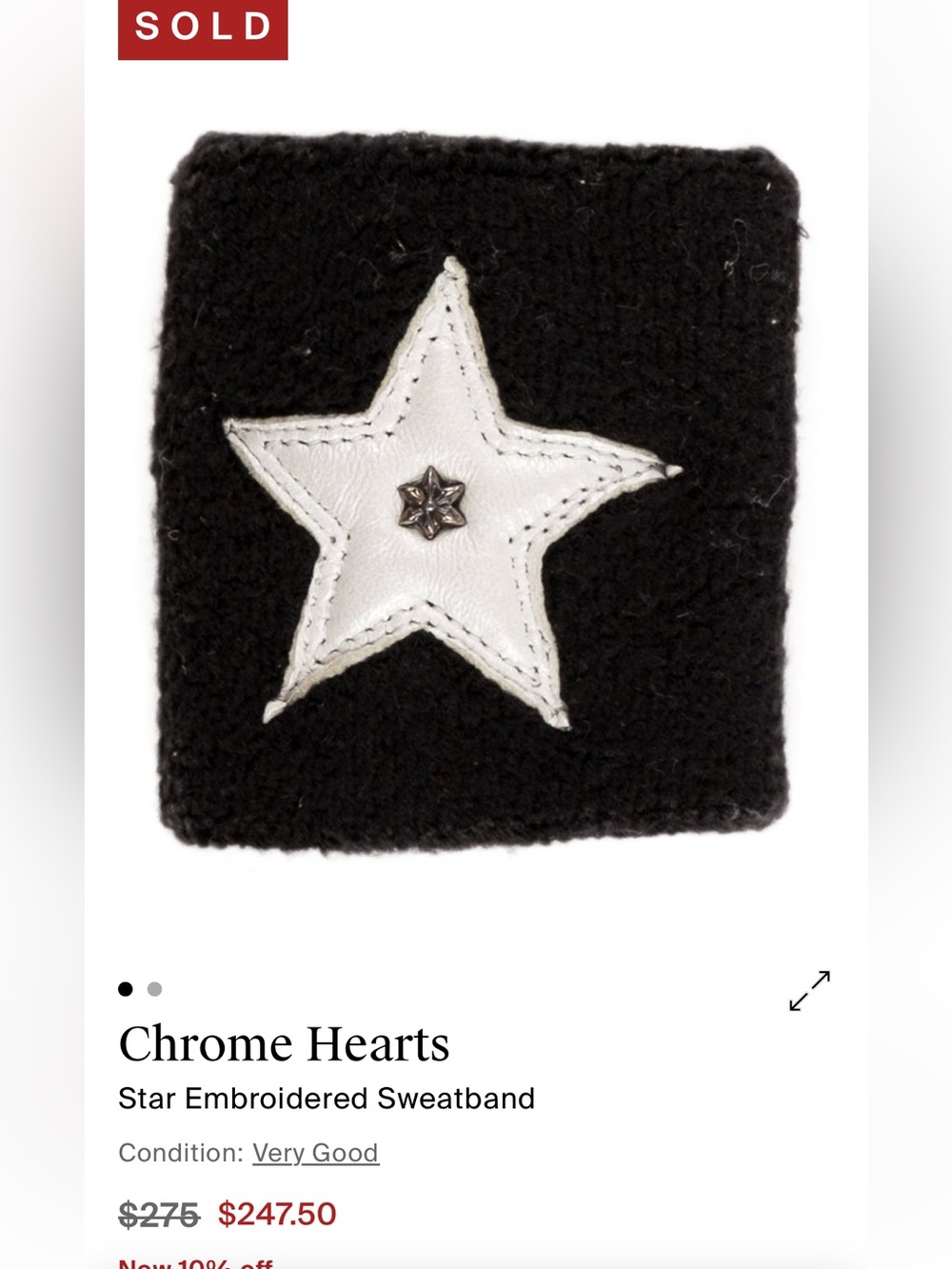 Chrome Hearts STAR sweatband - Picture 2 of 4